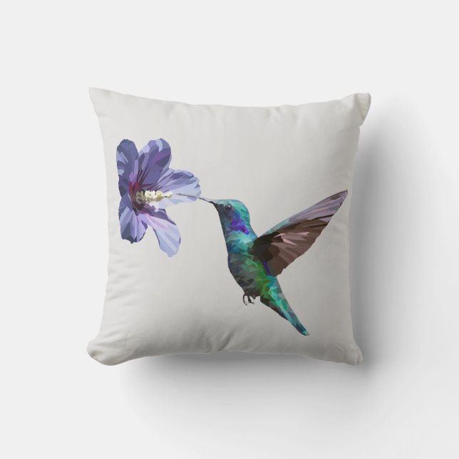 Cojín decorativo Hummingbird/Hibiscus minimalista (Anverso)