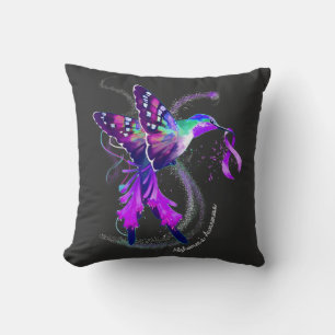 Cojín Decorativo Hummingbird Holding Purple Ribbon Alzheimer