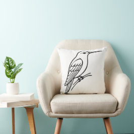 Cojín Decorativo Hummingbird Line Art – Bird Illustration