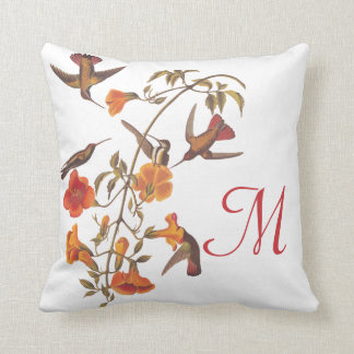 Cojín Decorativo Hummingbirds con Naranja florido Trumpet Vine