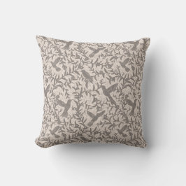 Cojín Decorativo Hummingbirds foliage taupe whimsical vintage