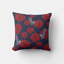 Cojín Decorativo Hummingbirds Hibiscus Floral Art