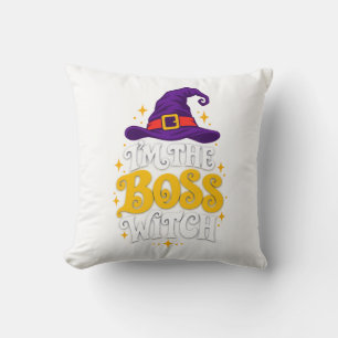 Cojín Decorativo Humor de Bruja Soy La Jefa Bruja Halloween Espeluz