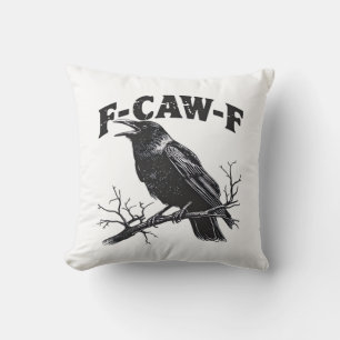 Cojín Decorativo Humor de Cuervo Gótico F-Caw-F Divertido Esencial