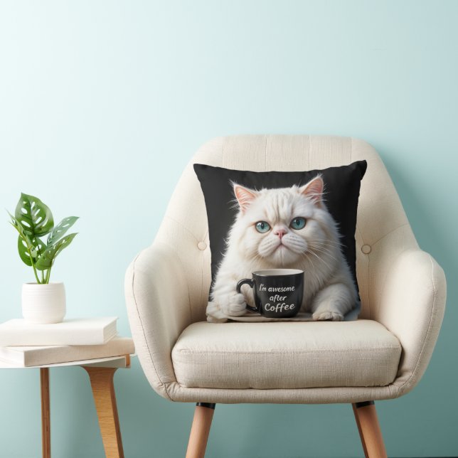 Cojín Decorativo Humor de gato persa blanco (Silla)