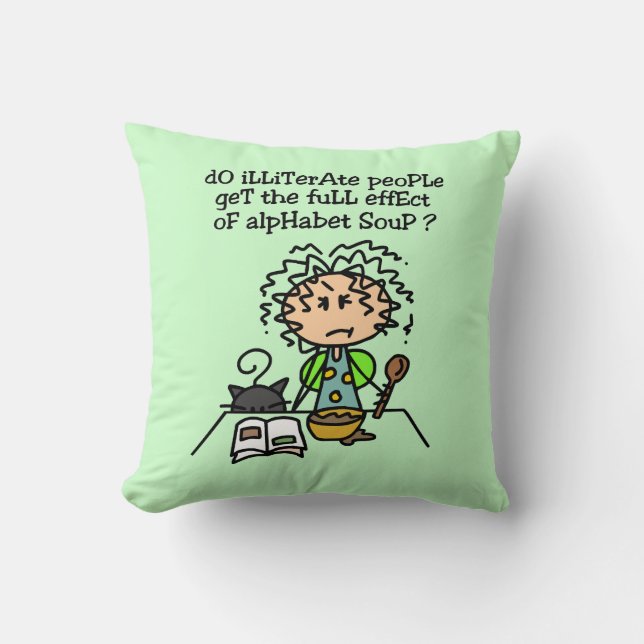 Cojín Decorativo Humor de personas analfabetas (Anverso)