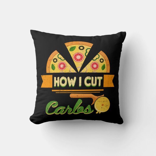 Cojín Decorativo Humor Dietético Gracioso - Cómo Corto Carbohidrato (Anverso)