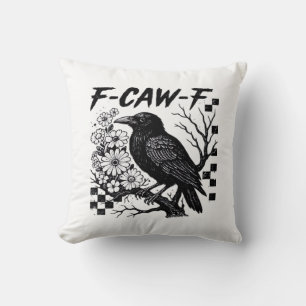 Cojín Decorativo Humor Divertido Cuervo Gótico F-Caw-F Esencial