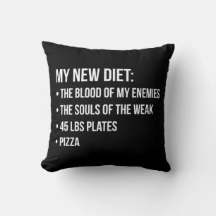 Cojín Decorativo Humor gime - Dieta - Sangre, Almas, Pizza - Gracio