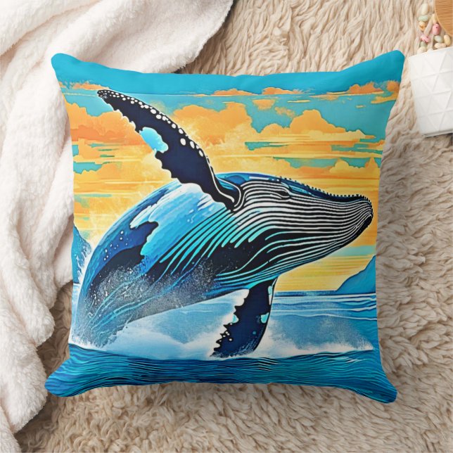 Cojín Decorativo Humpback Whale Ocean Freedom Jump Design (Manta)