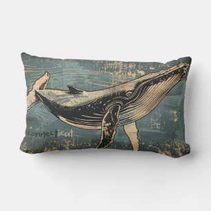 Cojín decorativo Humpback Whale Woodcut