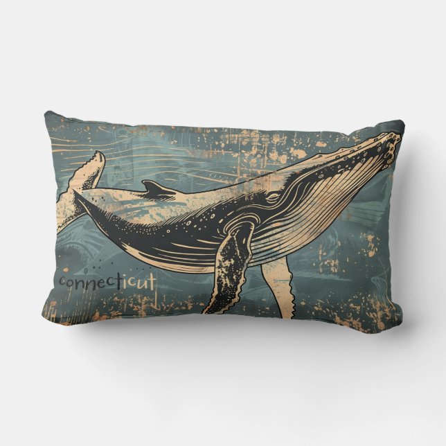 Cojín decorativo Humpback Whale Woodcut (Reverso )