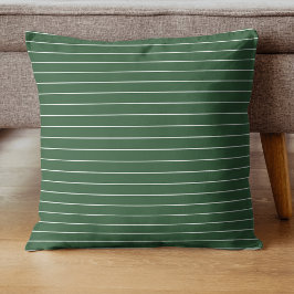 Cojín Decorativo Hunter Green y White Thin Horizontal Striping