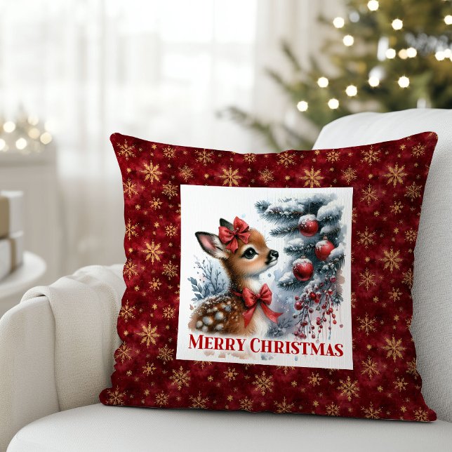Cojín Decorativo Hushed Christmas scene baby fawn Christmas pillow  (Hushed Christmas scene baby fawn Christmas pillow (51))