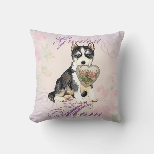 Cojín Decorativo Husky Heart Mom (Anverso)