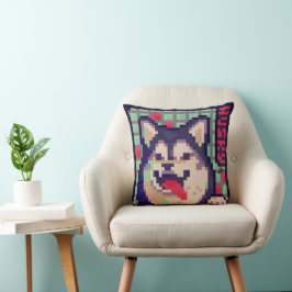 Cojín Decorativo Husky Pixel Art