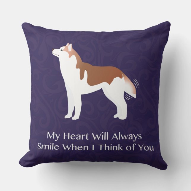 Cojín Decorativo Husky siberiano - Rojo - Pensando en ti (Anverso)