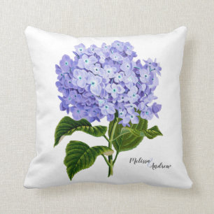 Cojín Decorativo Hydrangea Lavanda Floral Botánico Personalizado