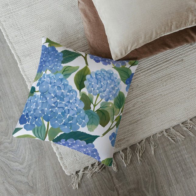 Cojín Decorativo Hydrangeas Blue | Hermoso Bush floral (Subido por el creador)