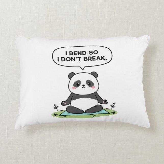 Cojín Decorativo “I Bend So I Don’t Break” panda design (Anverso)