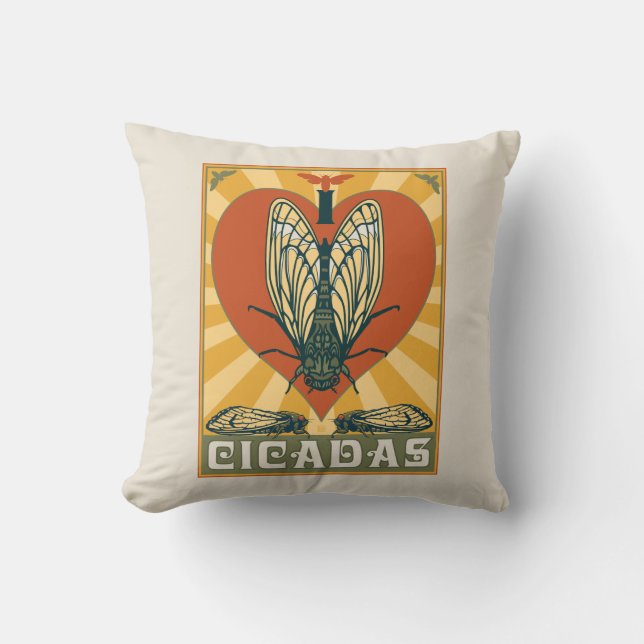 Cojín Decorativo I Heart Cicadas (Anverso)