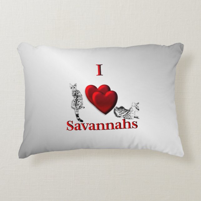 Cojín Decorativo I Heart Savannah Cat Silver (Anverso)