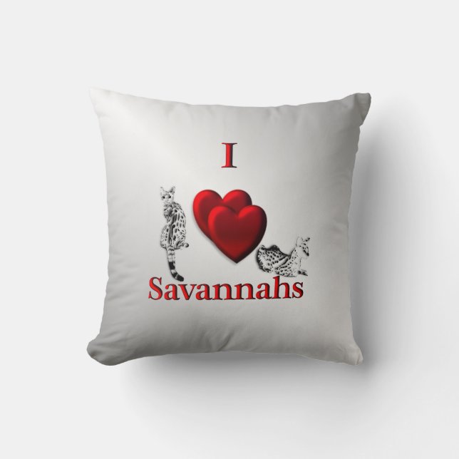 Cojín Decorativo I Heart Savannah Cat Silver (Anverso)