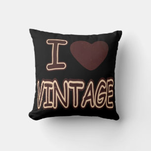 Cojín Decorativo I Heart Vintage con fondo negro Pillow