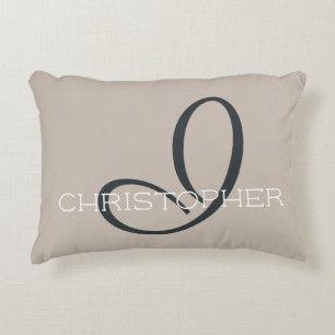 Cojín Decorativo I Inicial Nombre Personalizado Neutro Taupe Marrón