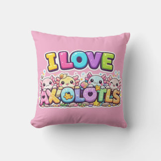 Cojín Decorativo I Love Axolotls Kawaii Cushion Pillow