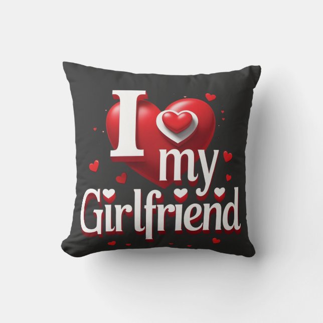 Cojín Decorativo I Love My Girlfriend T-Shirt ❤️ (Anverso)