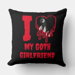 Cojín Decorativo I Love My Goth Girlfriend Dripping Red Heart Photo