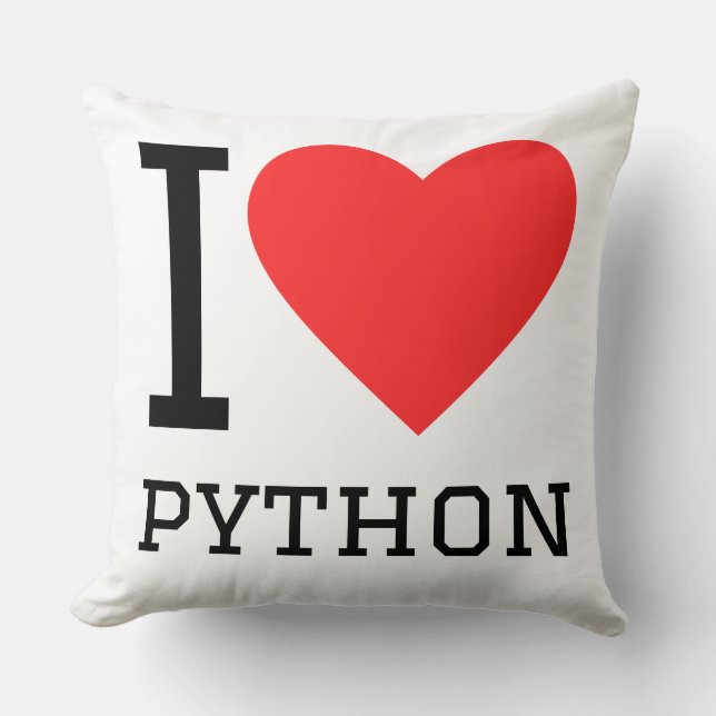 Cojín Decorativo I love Python (Anverso)