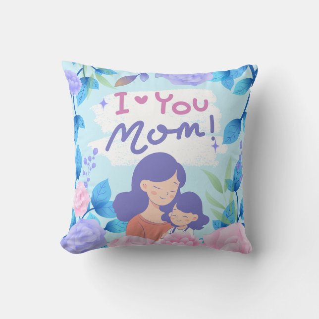 Cojín Decorativo I Love U Mom Heartfelt Message Throw Pillow (Anverso)