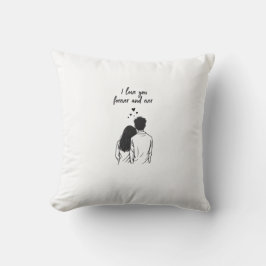 Cojín Decorativo I Love You Forever Romantic Line Art Pillow