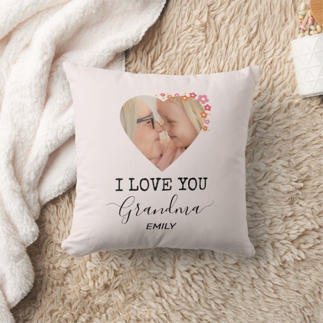 Cojín Decorativo I Love You Grandma | Personalized Photo Pillow (Manta)