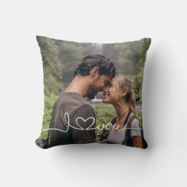 Cojín Decorativo I Love You in White Script with Heart Custom