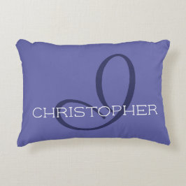Cojín Decorativo I Nombre moderno inicial Estilo azul