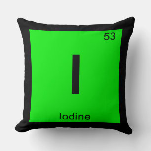 Cojín Decorativo I - Química del Yodo Símbolo de la Tabla Periódica