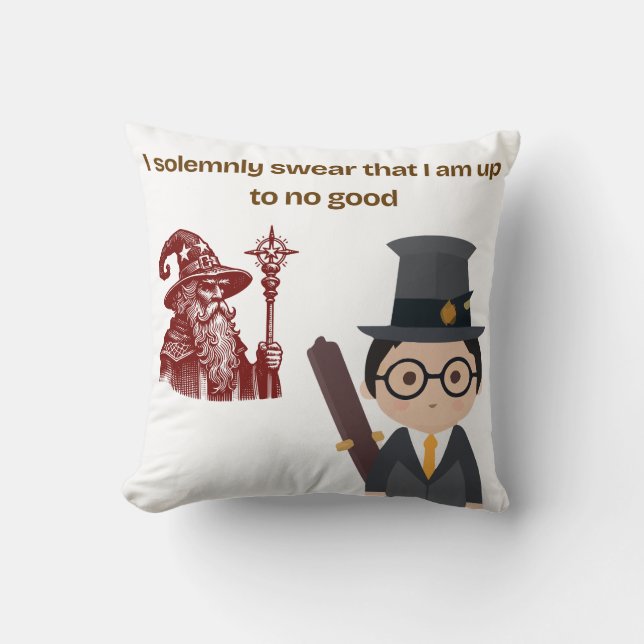 Cojín Decorativo “I Solemnly Swear” Wizard Throw Pillow (Anverso)