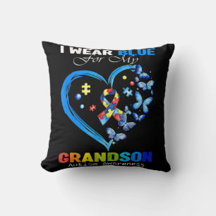 Cojín Decorativo I Wear Blue For My Grandson Autism Awareness Heart