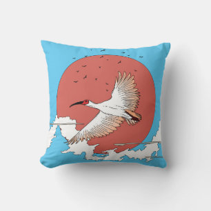 Cojín Decorativo Ibis crestado en vuelo