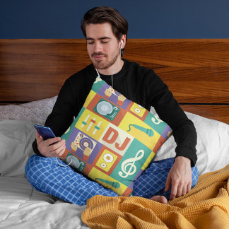 Cojín Decorativo Icónico de jockey de disco profesional diseñado