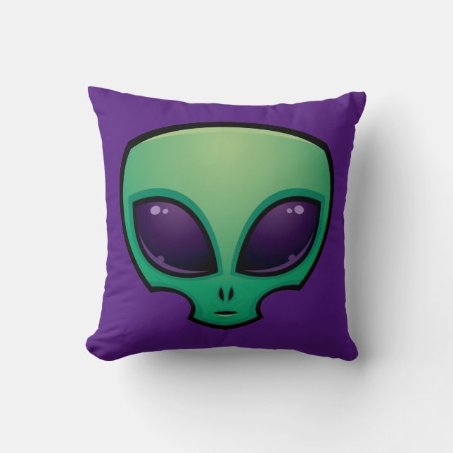 Cojín Decorativo Icono de cabeza de Alien (Anverso)