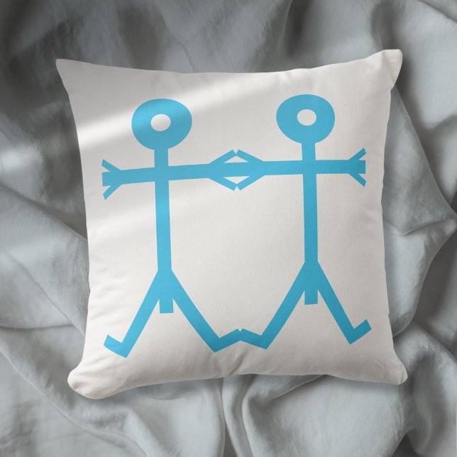 Cojín Decorativo Icono de Hombres de Amor (Modern Blue Love Men Icon 2006 Art Throw Pillow)