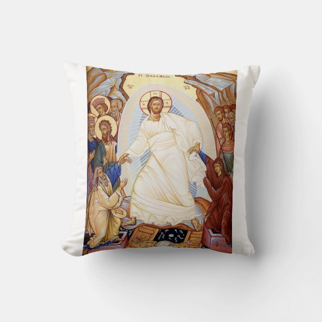 Cojín Decorativo Icono ortodoxo de la resurrección de la Anastasis (Anverso)