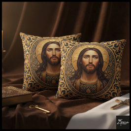 Cojín Decorativo Icono Sagrado Dorado - Jesús
