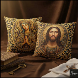 Cojín Decorativo Icono Sagrado Dorado - Jesús