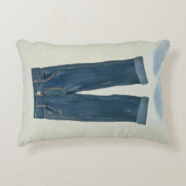 Cojín Decorativo Iconos de Índigo Pintados Arte de Mezclilla Denimh