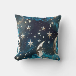 Cojín Decorativo Icy Blue Celestial Moon Phases Pillow